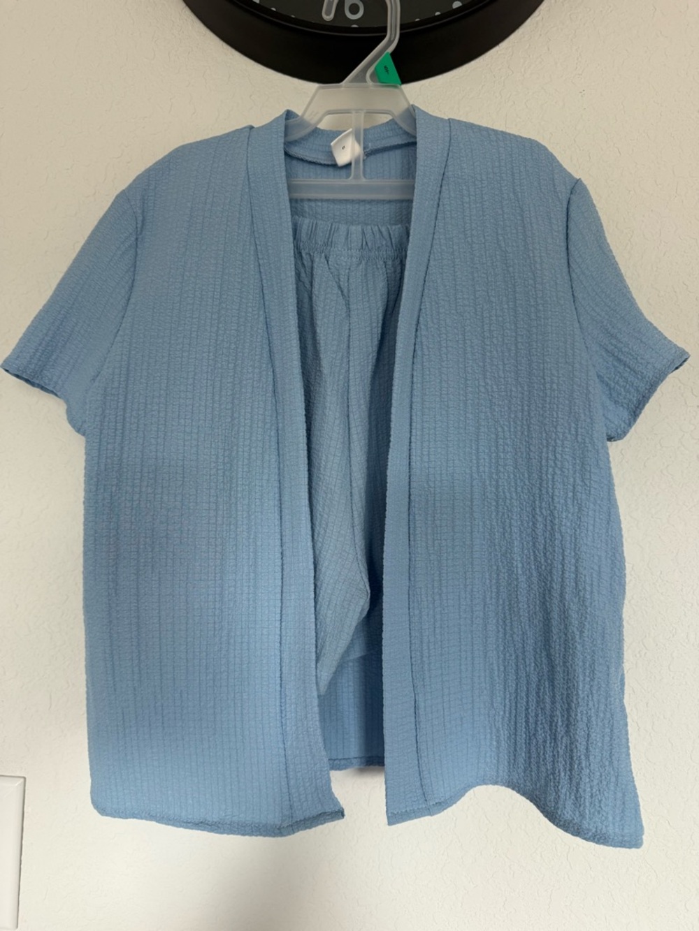 SHEIN girls Light Blue Open-Front Short Sleeve Tunic